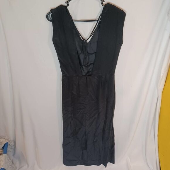 No. 6 Store New York 100% Silk Black Open Back Midi Sleeveless Dress 2 - Picture 6 of 10